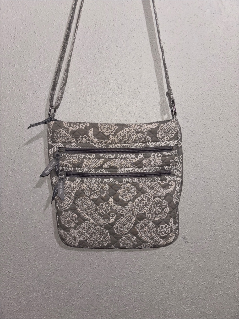 Vera Bradley Triple Zip Hipster Crossbody Bag in Gray Bandana